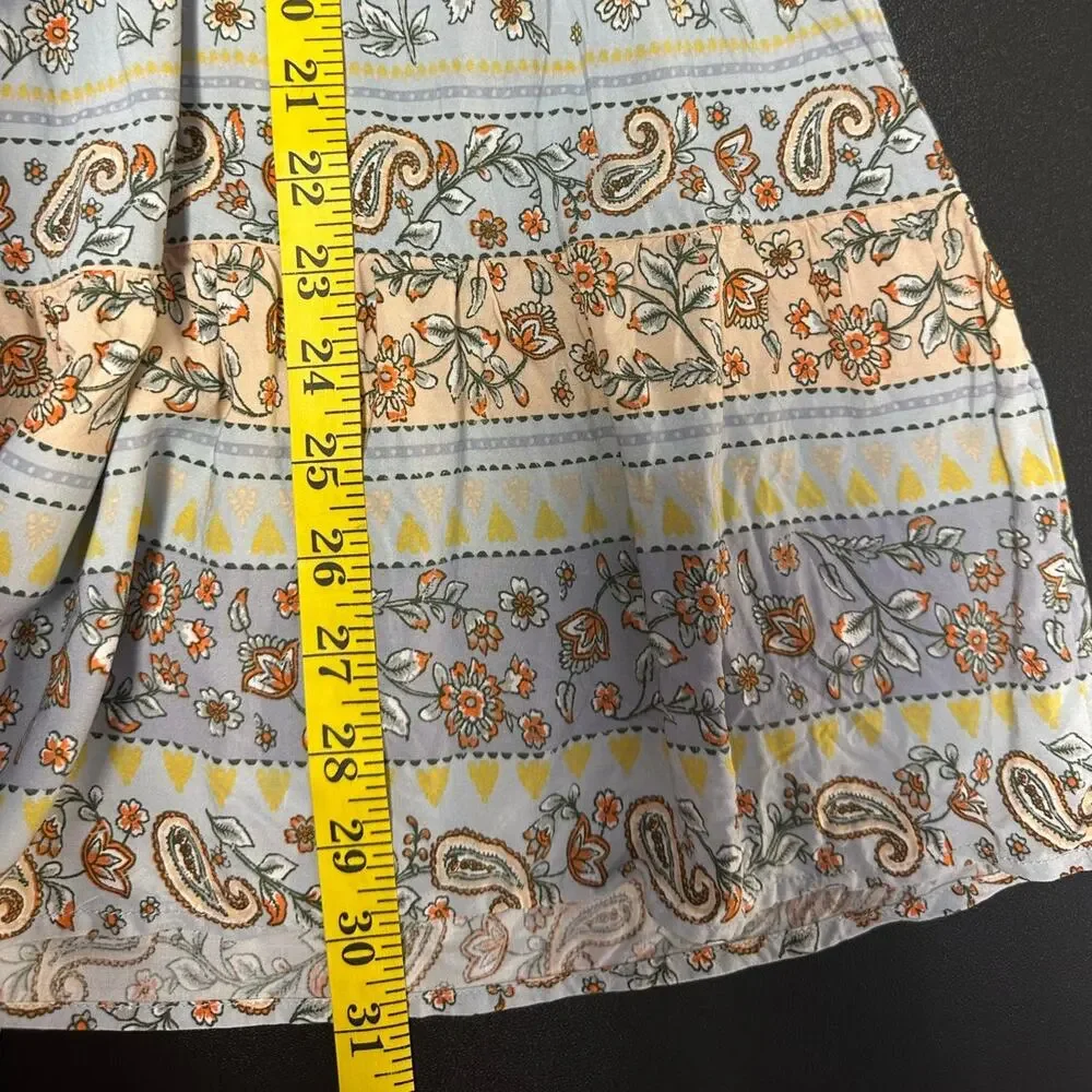 Boho Babydoll Tunic Dress Floral Cottagecore Peasant Mini Dress Size M - Picture 8 of 8